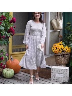 Mad About Style Birch Dot Grace Midi Dress Small NWT